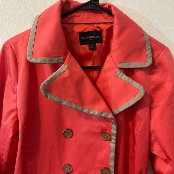 Banana Republic Coral Tan Trench Coat Sz M - Picture 4 of 12